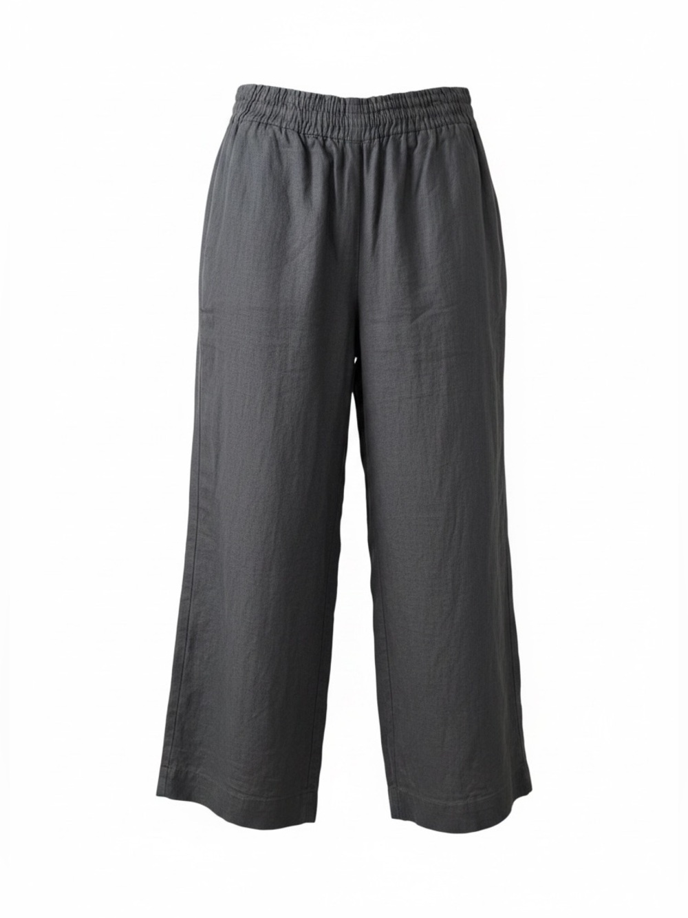 Wide Leg Pants Womens XS Black Linen Blend Drawstring Elastic Waist Stretchy